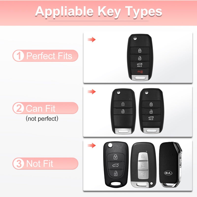YO&YOYE for Kia Key Fob Cover with Keychain, Pink Soft TPU Key Case Fit for Kia Sedona Rio Optima Soul Sportage Sorento Carens Flip Key - Image 2